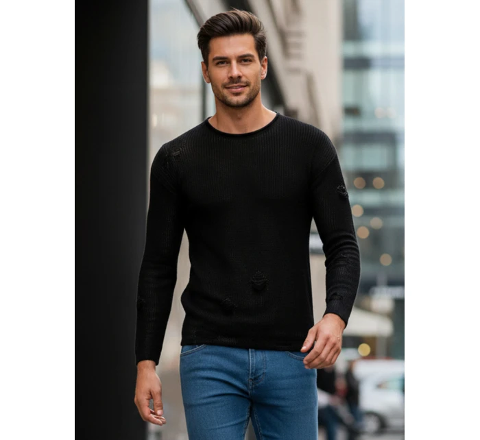 Pánský černý svetr model 21995247 - Dstreet Pánský černý svetr model 21995247 - Dstreet