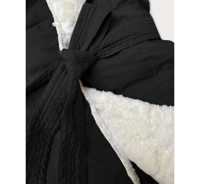 Černá dámská bunda obšitá kožešinou se stojáčkem J Style (16M9165-392)