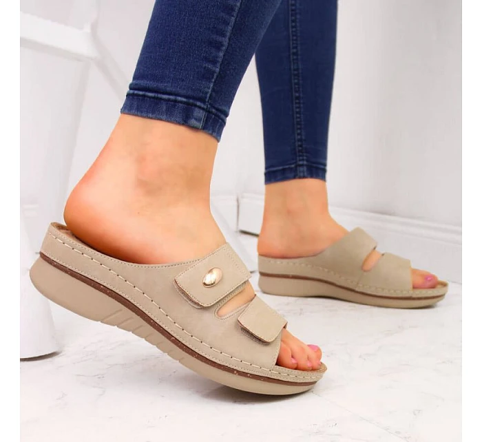 Žabky na suchý zip eVento W EVE224B beige