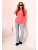 Dámská halenka s lodičkovým výstřihem růžová neonová