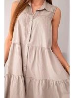 Dámské bavlněné košilové šaty bez rukávů s knoflíky fango Dámské bavlněné košilové šaty bez rukávů s knoflíky fango