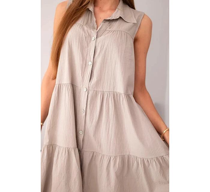 Dámské bavlněné košilové šaty bez rukávů s knoflíky fango Dámské bavlněné košilové šaty bez rukávů s knoflíky fango