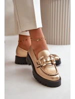 Dámské kožené mokasíny s ozdobou model 21667878 béžové - CheBello
