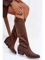 Dámské Na Podpatku Z Eko Semiše Hnědé model 21757567 - Boto