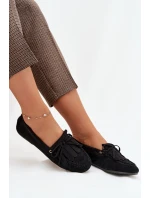 Dámské mokasíny s šněrováním a třásněmi Černé model 21919461 - Boto