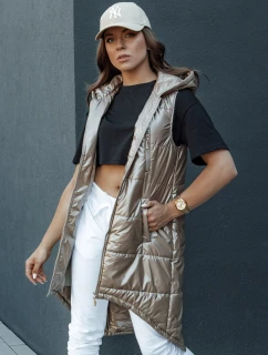 Dámská prošívaná vesta s kapucí dlouhá camel Dstreet model 21979320 - FashionStreet
