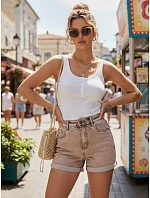 Dámské béžové džínové kraťasy FashionStreet SY0554 Dámské béžové džínové kraťasy FashionStreet SY0554