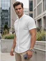 Pánská košile s límečkem, střih slim fit, bílá, FashionStreet KX1093 Pánská košile s límečkem, střih slim fit, bílá, FashionStreet KX1093