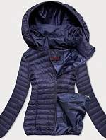 Tmavě modrá prošívaná dámská bunda s kapucí (2021-09)