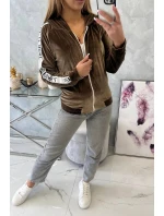 Velurová mikina s kapucí hnědá Velurová mikina s kapucí hnědá