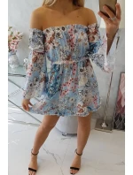 Modré květinové šaty s pruhy Modré květinové šaty s pruhy