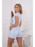 Bavlněná souprava se šortkami modrá