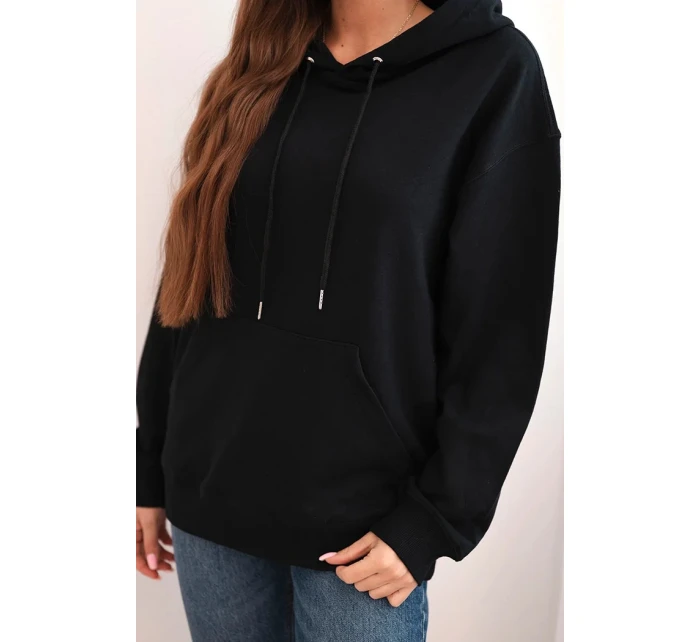 Dámská mikina s kapucí a klokaní kapsou z bavlny černá