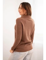 Dámský svetr z baby alpaky s límcem a V výstřihem model 21718749 - K-Fashion