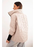 Dámská jarní prošívaná bunda se  a zipem tmavě béžová model 22040186 - K-Fashion