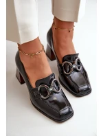 Kožené lodičky s ozdobou černé Laura Messi 2845