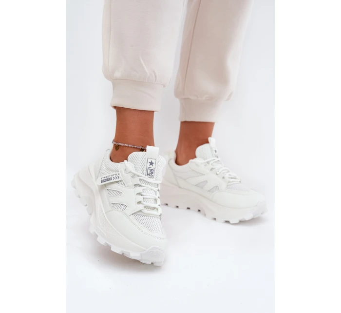 Dámské Sportovní Boty Sneakers Na Tlusté Podešvi Bílé Prononice Dámské Sportovní Boty Sneakers Na Tlusté Podešvi Bílé Prononice