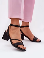 Dámské Sandály Na Podpatku Se Zirkony 20268 Černé Vinceza