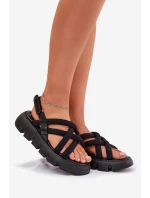 Dámské sandály na platformě se pásky černé model 21696142 - Boto Dámské sandály na platformě se pásky černé model 21696142 - Boto