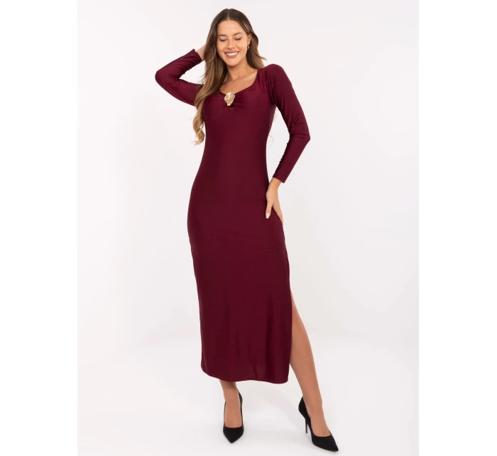 Sukienka IT SK model 21319867 bordowy - FPrice Sukienka IT SK model 21319867 bordowy - FPrice