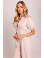 M852 Kombinéza s puff rukávy - světle béžová