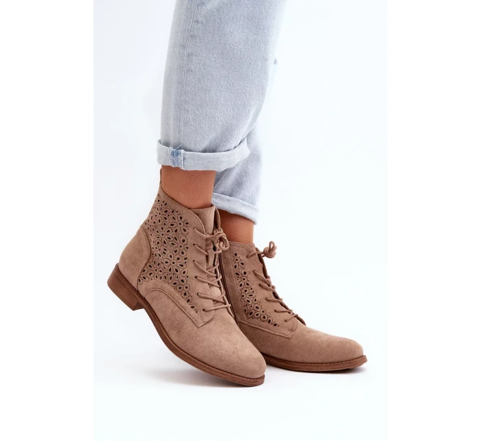 S.Barski Dámské kotníkové boty se vzorem, béžová S.Barski Dámské kotníkové boty se vzorem, béžová