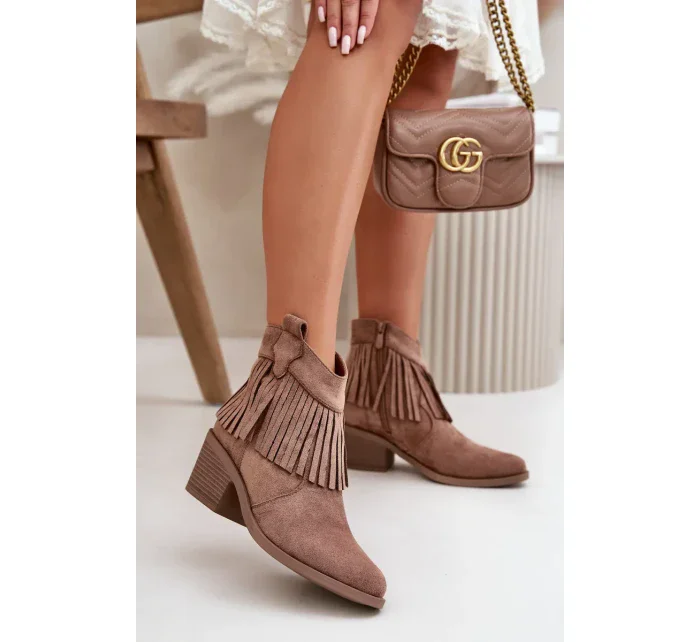 Kotníkové Dámské Kovbojské Boty Na Zip Eko Semišové Hnědé S.Barski Kotníkové Dámské Kovbojské Boty Na Zip Eko Semišové Hnědé S.Barski