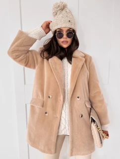 Dámský alpakový kabát SERENITY light beige FashionStreet TY3886