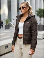 Kurtka damska przejściowa z kapturem brązowa model 22102037 - FashionStreet