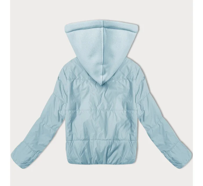 Světle modrá krátká dámská bunda s kapucí model 21066750 - J.STYLE