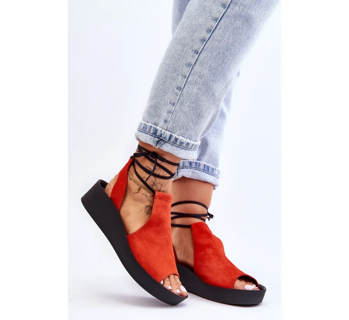 Semišové sandály na klínku Nicole 2743 oranžová Semišové sandály na klínku Nicole 2743 oranžová