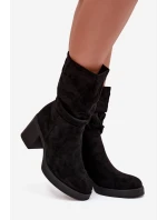 Dámské kotníkové boty s řasením na sloupku Vyhřívané Černé Amoria Dámské kotníkové boty s řasením na sloupku Vyhřívané Černé Amoria