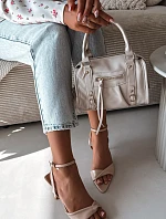 Dámské sandály na podpatku z eko kůže béžové Sedira