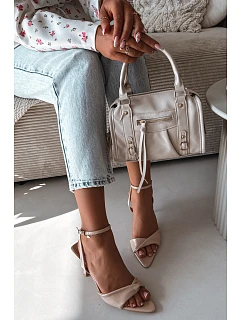 Dámské sandály na podpatku z eko kůže béžové model 22092092 - Boto