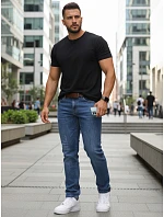 Pánské džíny slim fit s páskem modré FashionStreet UX4485 Pánské džíny slim fit s páskem modré FashionStreet UX4485