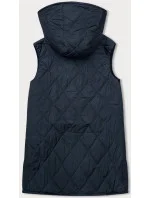 Tmavě modrá prošívaná dámská vesta s ozdobnou páskou (16M9118-215) Tmavě modrá prošívaná dámská vesta s ozdobnou páskou (16M9118-215)