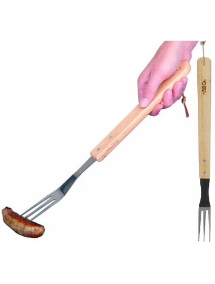 46CM GRILOVACÍ VIDLICE S DŘEVĚNOU RUKOJETÍ