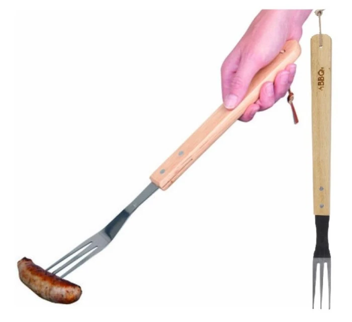 46CM GRILOVACÍ VIDLICE S DŘEVĚNOU RUKOJETÍ