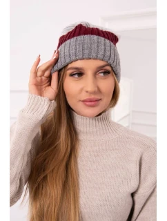 Fleecová čepice Bojana K265 tmavě šedá+ bordó+světle šedá