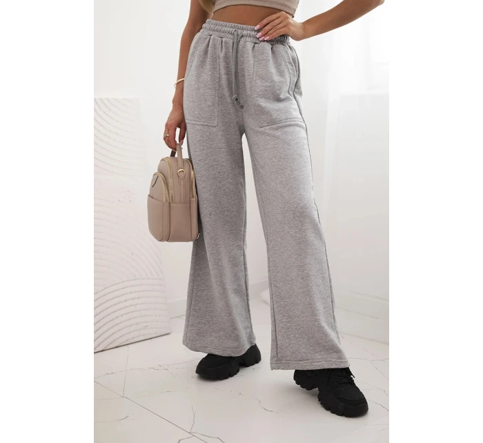 Dámské bavlněné cargo kalhoty s kapsami a řetízkem béžové