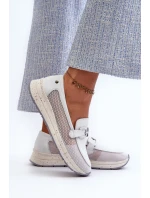 Dámské kožené mokasíny D&A model 21660244 Bílé - S.Barski