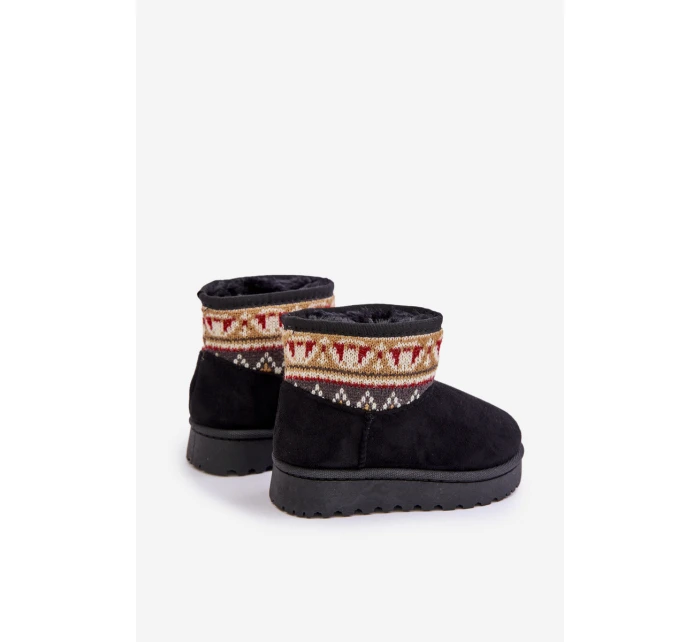 Dětské Sněhule Se Vzorovanou Vložkou Zateplené Kožíškem Černé Mirirae Dětské Sněhule Se Vzorovanou Vložkou Zateplené Kožíškem Černé Mirirae