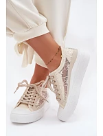 Dámské tenisky s krajkou na platformě Lee Cooper LCW-26-44-4481 Béžové