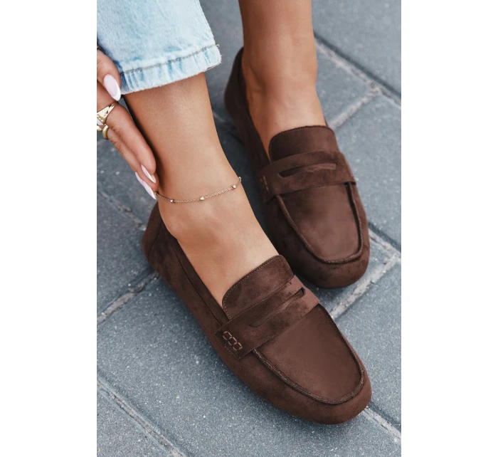Dámské loafersy mokasíny s plochou podrážkou Roseline – tmavě hnědé Dámské loafersy mokasíny s plochou podrážkou Roseline – tmavě hnědé