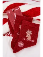 Dámské vánoční ponožky s motivem soba – červené, alpaka vlna Dámské vánoční ponožky s motivem soba – červené, alpaka vlna