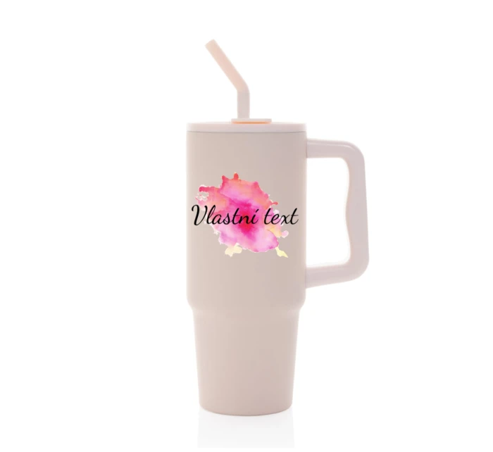 Personalizovaná cestovní termoska s barevným víčkem - Akvarelový otisk