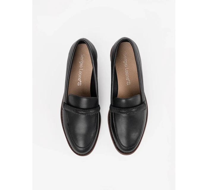 Krásné  mokasíny černé dámské bez podpatku