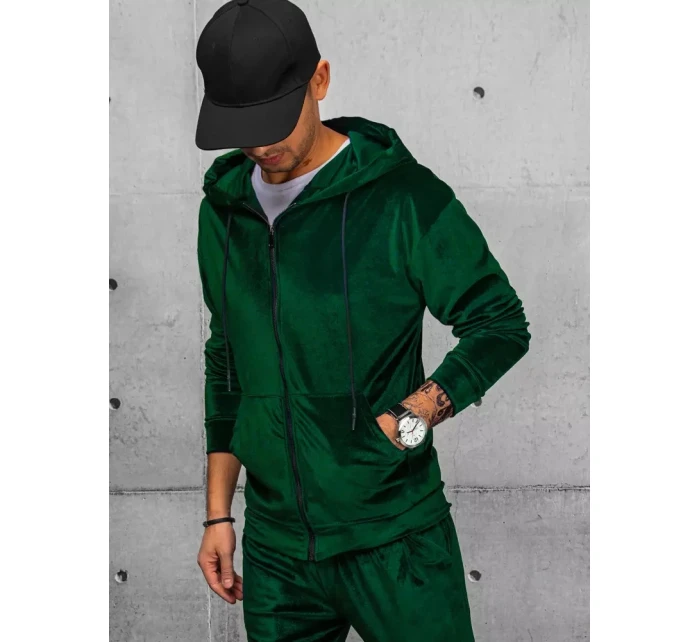 Pánská zelená velurová mikina FashionStreet BX5543