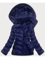 Tmavě modrá dámská bunda s kapucí pro přechodné období model 17663259 - J.STYLE