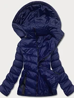 Tmavě modrá dámská bunda s kapucí pro přechodné období (5M786-215)